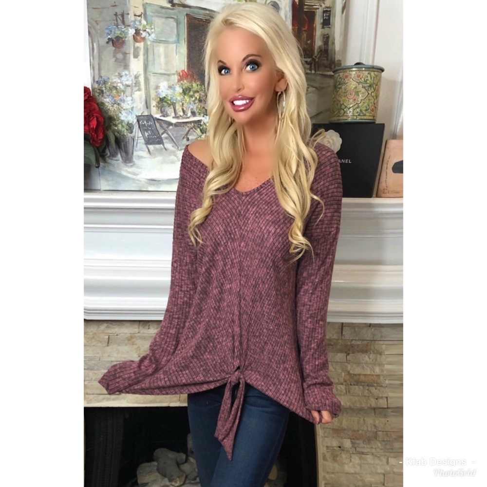 🛍LAST 1! Oversized Mauve Tie Front Tunic! - Picture 4 of 4